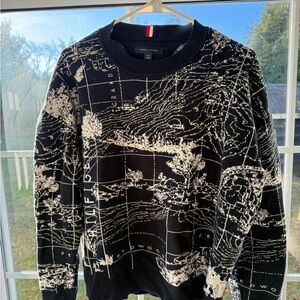 Tommy Hilfiger Black and White Map Graphic Sweater